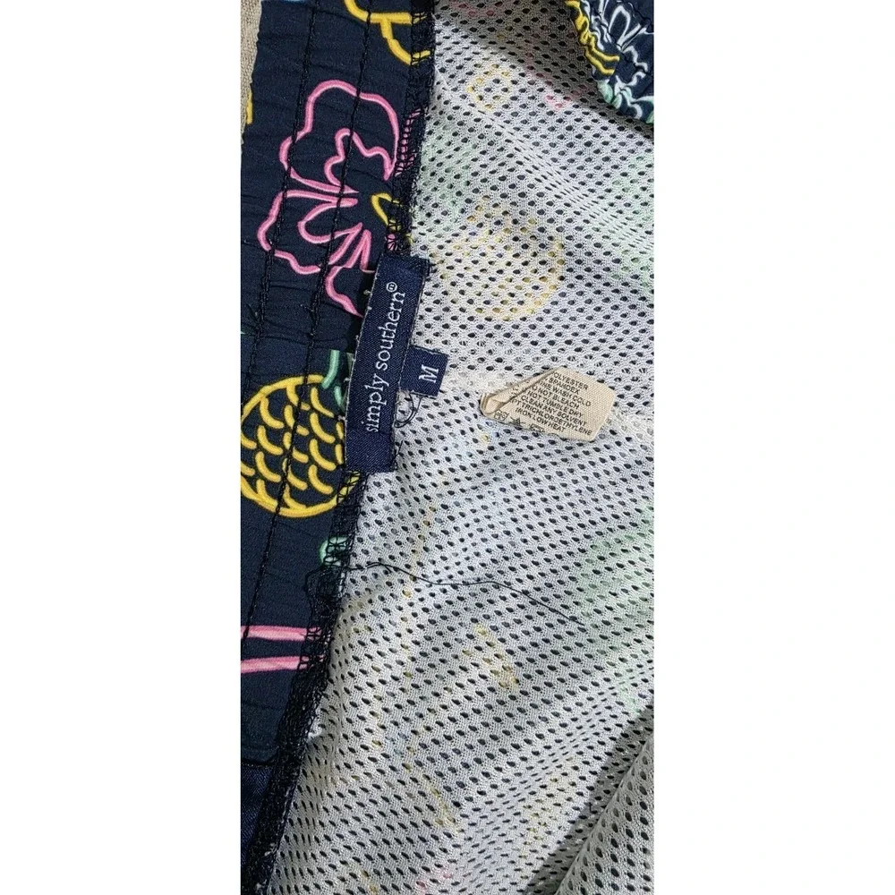 Simply Southern Navy Neon Print Swim Trunks Shorts Mens Sz‎ M